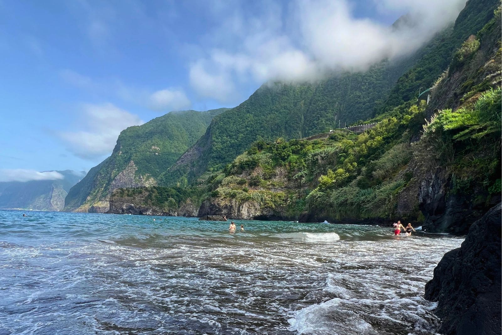 Seixal black sand beach Madeira West coast