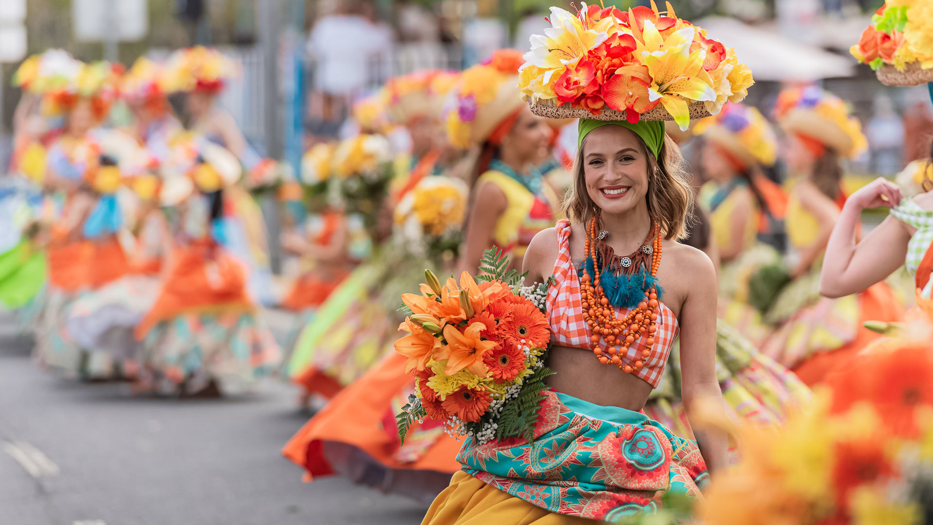 Festa da Flor flower festival Funchal Madeira April with flower carpet displays