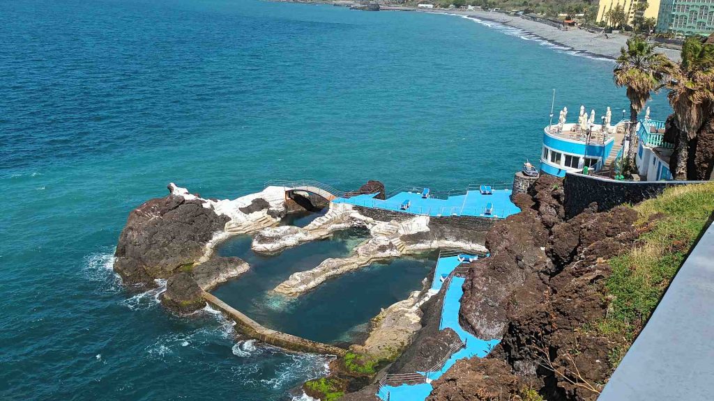 Doca do Cavacas carved lava rock seawater pools west of Funchal Madeira