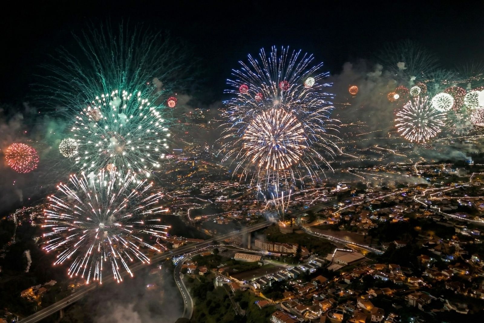 Funchal Bay cruise ships and fireworks Madeira New Year 2026