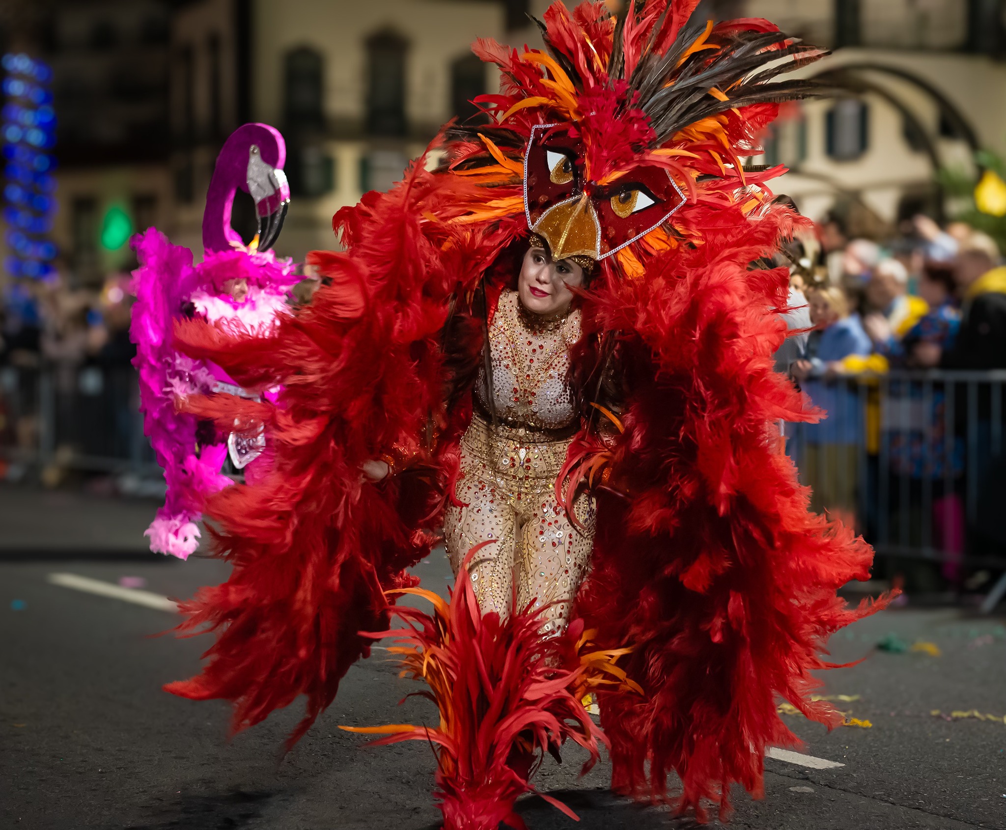 Carnival dancers Funchal Madeira colorful costumes