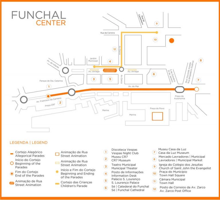 Madeira Flower Festival 2026 parade route map Avenida do Mar Funchal grandstand positions