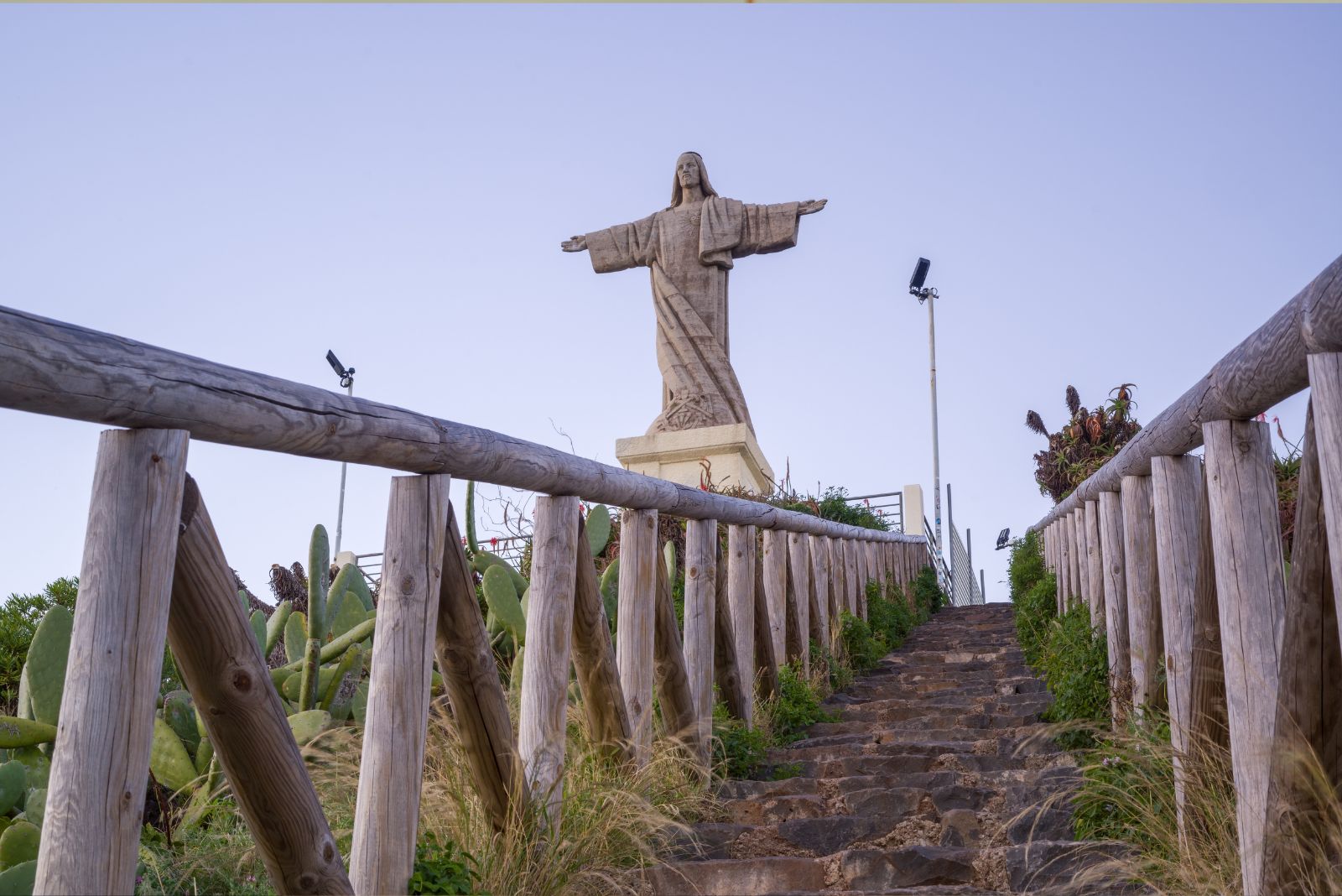 Cristo Rei Garajau statue viewpoint over Atlantic Ocean near Caniço Madeira