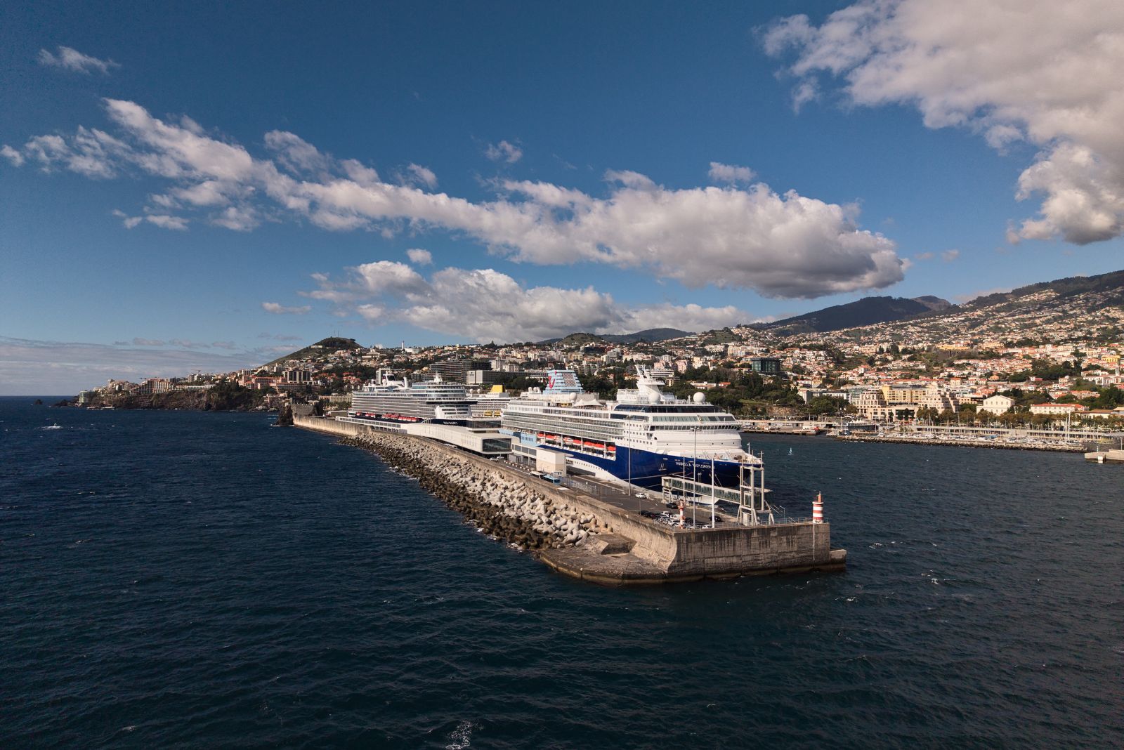 Funchal port and city historic view