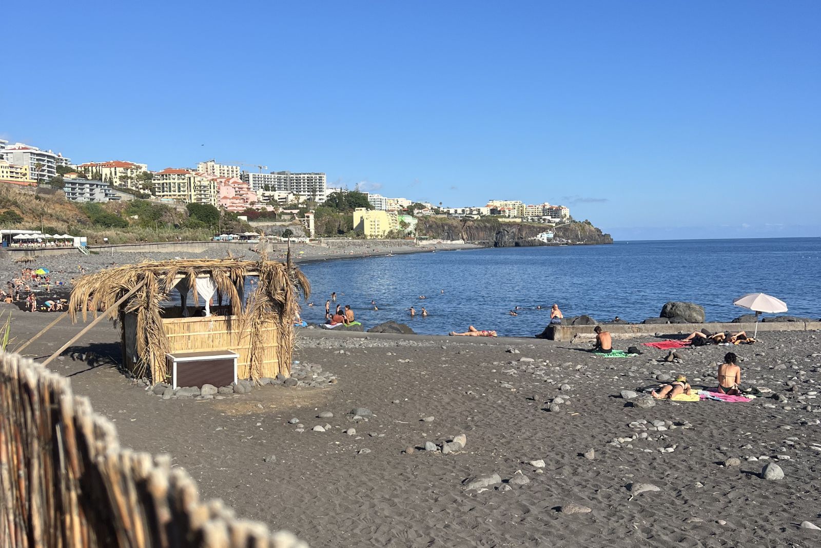 Praia Formosa long pebble beach west of Funchal Madeira