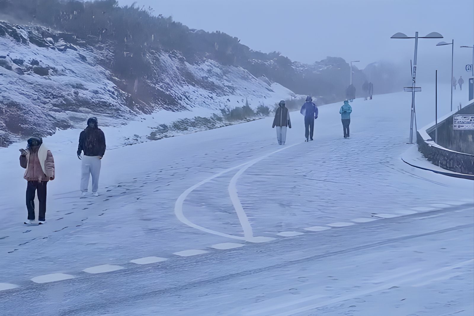 Pico Arieiro covered in snow in winter with frost on the PR1 trail Madeira